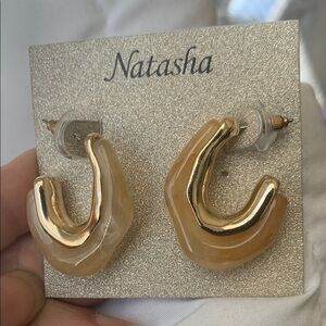 Natasha Couture Gold-Toned Crescent Hoop Earrings